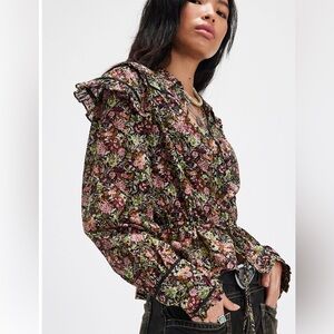 Free People Daybreak Printed Blouse Size M
